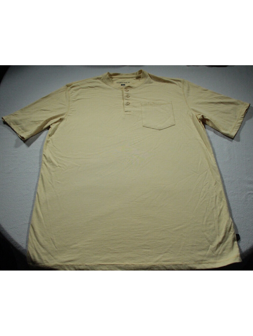 Men's Lincoln Outfitters Henley Neck T-Shirt Yellow 2XLT Pocket Shirt 2XL Tall